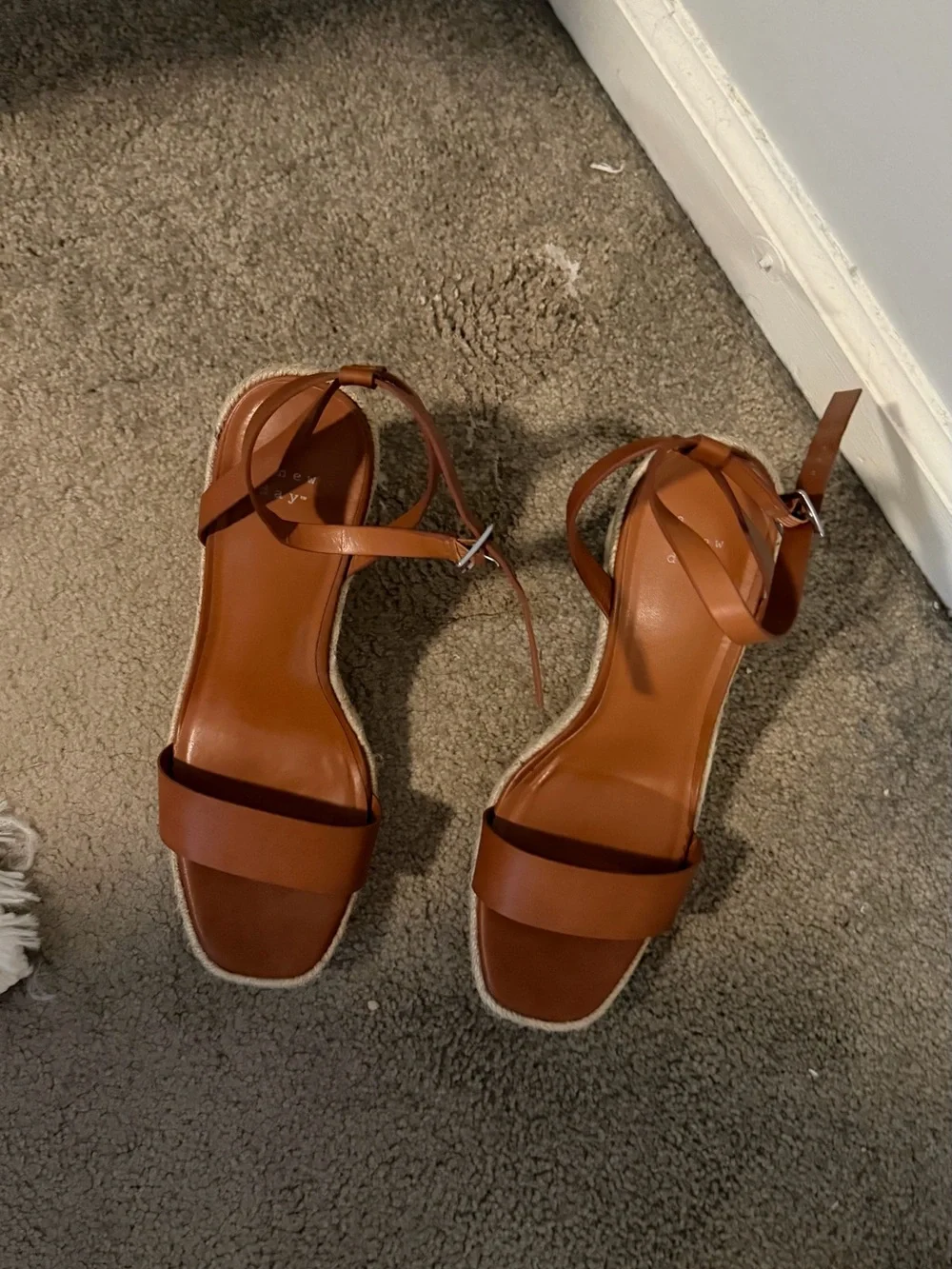 A New Day Women’s Tan Wedge Sandals with Ankle Strap